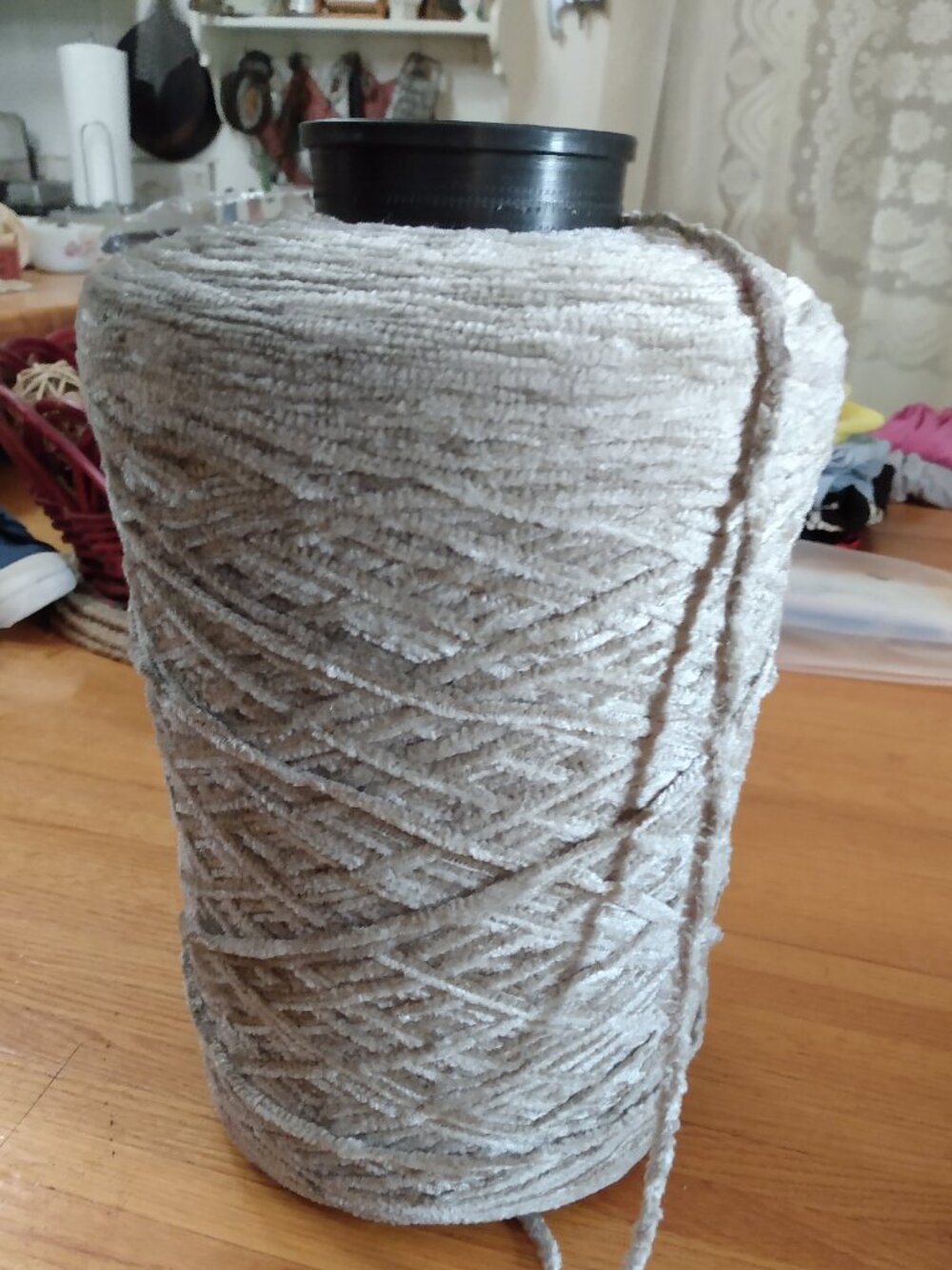 Spool Cone of Soft Chenille Yarn Knitting Crochet Crafts